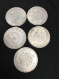 Replica? Lot of 5 Silver Tone 1880 Romania 5L Coins - Unknown Content & Authenticity