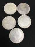 Replica? Lot of 5 Silver Tone 1940's Romania 500 Lei Coins - Unknown Content & Authenticity