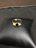 10K Yellow Gold Sapphire & Golden Topaz Ring Size 6 - 2.1 Grams