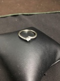 10K White Gold & Square Cut Diamond Engagement Ring Size 6.75 - 1.6 Grams