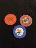 WOW Estate Find - Lot of 3 Vintage Casino Poker Chips
