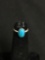 Oval 8x5mm Turquoise Cabochon Center Old Pawn Native American Sterling Silver Ring Band