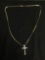 Two-Tone 38x23mm 14Kt Gold-Filled Signed Designer Crucifixion Pendant w/ 24in Long Chain
