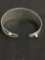 High Polish & Hammer Finished Wave Design 25mm Wide Tapered Handmade Sterling Silver Cuff Bracelet