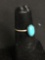 Oval 8x5mm Turquoise Cabochon Center Old Pawn Native American Sterling Silver Ring Band