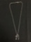 High Polished 18in Long Sterling Silver Necklace w/ Cross Pendant & Ichthys Style Pendant