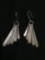 Graduating 27 - 45mm Teardrop Shaped Drops Pair of Sterling Silver Fan Design Earrings