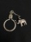 High Polished 20x15mm Elephant Charm Detail 3.5in Long Mexican Made Sterling Silver Keychain