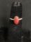 Oval 8x5mm Coral Cabochon Center Old Pawn Native American Sterling Silver Ring Band