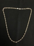 Rope Link 3.5mm Wide 18in Long Italian Made Sterling Silver Chain