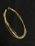 Seven Strands 0.75mm Wide Serpentine Link 4mm Wide 7in Long Italian Made Gold-Tone Sterling Silver