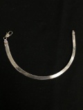 Herringbone Link 5mm Wide 8in Long High Polished Italian Made Sterling Silver Bracelet