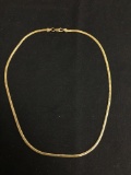 Herringbone Link 2.5mm Wide 18in Long Gold-Tone Italian Made Sterling Silver Chain