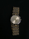 Round 30mm Bezel w/ Rhinestone Accented Face Two-Tone Stainless Steel Watch w/ Two-Tone Bracelet