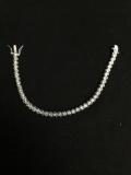 Round Faceted CZ Featured S Link Design 4.5mm Wide 7in Long High Polished Sterling Silver Tennis