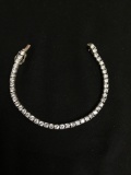 Round Faceted 4mm CZ Featured 4.5mm Wide 8in Long SETA Designer Sterling Silver Tennis Bracelet