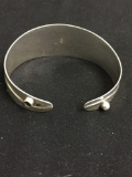 High Polish & Hammer Finished Wave Design 25mm Wide Tapered Handmade Sterling Silver Cuff Bracelet