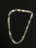 Singapore Curb Link 4.5mm Wide 7in Long Signed Designer High Polished Italian Made Sterling Silver