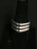 Triple Rounded Groove Design Euro Corner Styled 13mm Wide Sterling Silver Cigar Band