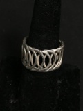 Old Pawn Mexico Handmade Braided Circle Design 13mm Wide Sterling Silver Cigar Band