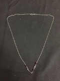 Six Briolette Faceted Amethyst Bead Centers 18in Long Sterling Silver Necklace