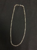 Figaro Link 4mm Wide 16in Long Italian Made Sterling Silver Chain