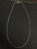 Rope Link 3mm Wide 30in Long Italian Made Sterling Silver Chain