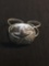Round 39mm Diameter Sand Dollar Motif Feature 2.5in Diameter Large Sterling Silver Cuff Bracelet