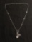 Judith Ripka Styled Design 18in Long Sterling Silver Toggle Necklace w/ Diamond Studded Heart & Lock