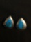 Teardrop Shaped 27x20mm Pair of Old Pawn Native American Sterling Silver Chain w/ Large Teardrop