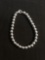 High Polished Italian Made Round 6mm Sterling Silver Bead Ball Strung 8in Long Sterling Silver