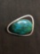 Oval 25x17mm Turquoise Cabochon Center 35x25mm Sterling Silver Brooch