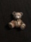 Stamped 2007 Signed Designer Sterling Silver w/ 18KT Gold Accents & Sapphire Gem Eyes Teddy Bear