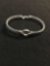 Mesh Link Detailed 6mm Wide Band w/ Round 12mm Diameter Diamond Accented Center Sterling Silver &