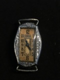 Vintage Bulova Design Oval 27x16mm Filigree Decorated 14Kt White Gold Plated Loose Watch