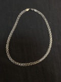 Rope Detailed S Link Design 6mm Wide Mexican Made 16in Long Sterling Silver Necklace