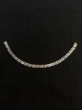 Two-Tone 5.5mm Wide 7im Long Diamond Accented Signed Designer Sterling Silver Tennis Bracelet