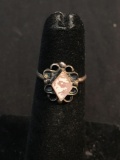 Diamond Shaped 9x6mm Mother of Pearl Center Filigree Decorated Old Pawn Native American Sterling