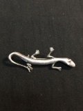 High Polished 59x25mm Gecko Motif Sterling Silver Brooch