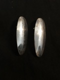 Taxco Designer Mexican Made Oval 45x15mm High Polished Pair of Sterling Silver Earrings