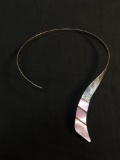 Tapered Pink Mother of Pearl Featured Graduating 5mm - 22mm 5in Diameter Sterling Silver Contour