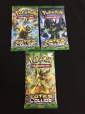 Lot of 3 Factory Sealed XY Fates Collide Pokemon 10 Card Booster Packs