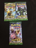 Lot of 3 Factory Sealed XY Fates Collide Pokemon 10 Card Booster Packs