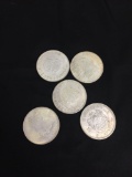 Lot of 5 Vintage Romania Silver Tone Large Coins - Silver? SEE DESCRIPTION