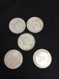 Lot of 5 Vintage Romania Silver Tone Large Coins - Silver? SEE DESCRIPTION