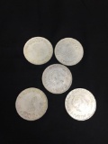 Lot of 5 Vintage Romania Silver Tone Large Coins - Silver? SEE DESCRIPTION