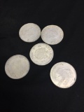 Lot of 5 Vintage Romania Silver Tone Large Coins - Silver? SEE DESCRIPTION