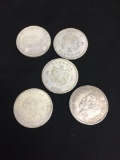 Lot of 5 Vintage Romania Silver Tone Large Coins - Silver? SEE DESCRIPTION