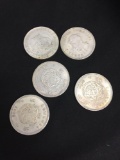 Lot of 5 Vintage Romania Silver Tone Large Coins - Silver? SEE DESCRIPTION