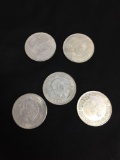 Lot of 5 Vintage Romania Silver Tone Large Coins - Silver? SEE DESCRIPTION